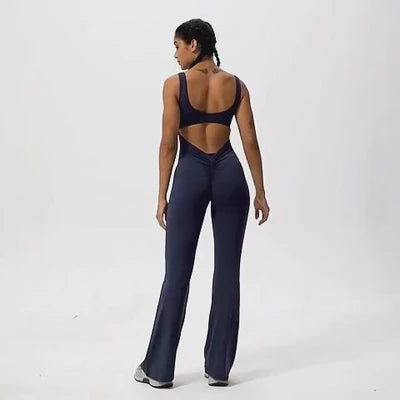 Viral Snatched Jumpsuit With Flare Leg